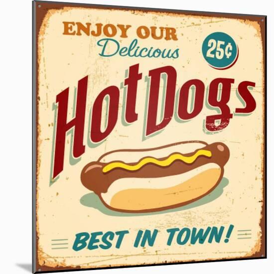 Vintage Design -  Hot Dogs-Real Callahan-Mounted Art Print