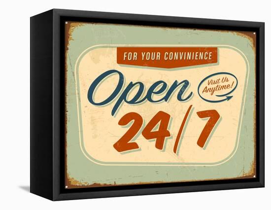 Vintage Design -  Open 24/7-Real Callahan-Framed Stretched Canvas