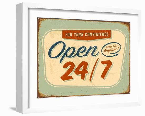 Vintage Design -  Open 24/7-Real Callahan-Framed Art Print