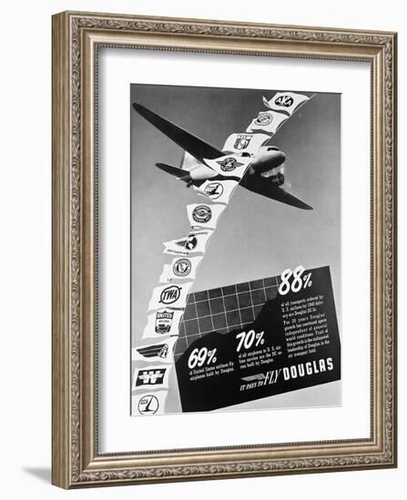 Vintage Douglas DC-3 Ad-null-Framed Art Print