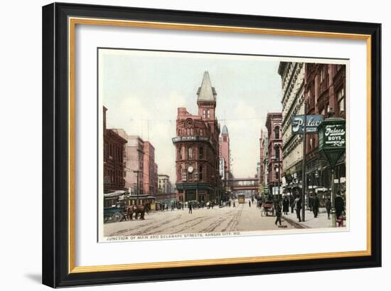 Vintage Downtown Kansas City--Framed Art Print