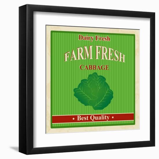 Vintage Farm Fresh Cabbage Poster-radubalint-Framed Art Print