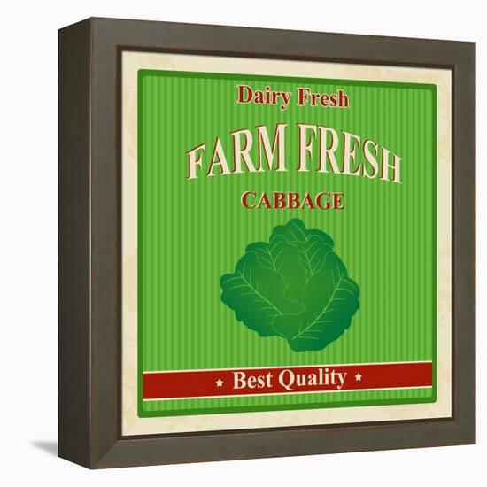 Vintage Farm Fresh Cabbage Poster-radubalint-Framed Stretched Canvas