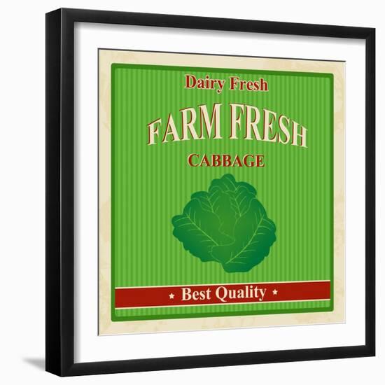 Vintage Farm Fresh Cabbage Poster-radubalint-Framed Art Print