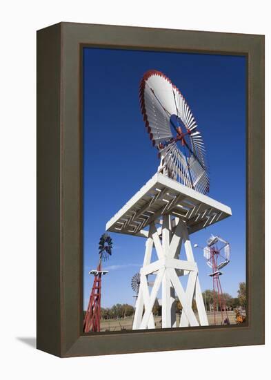 Vintage Farm Windmills, Elk City, Oklahoma, USA-Walter Bibikow-Framed Premier Image Canvas