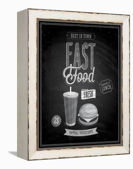 Vintage Fast Food Poster Chalkboard-avean-Framed Stretched Canvas