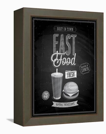 Vintage Fast Food Poster Chalkboard-avean-Framed Stretched Canvas