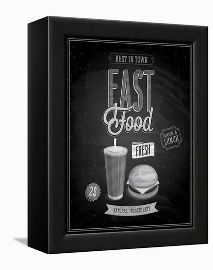 Vintage Fast Food Poster Chalkboard-avean-Framed Stretched Canvas