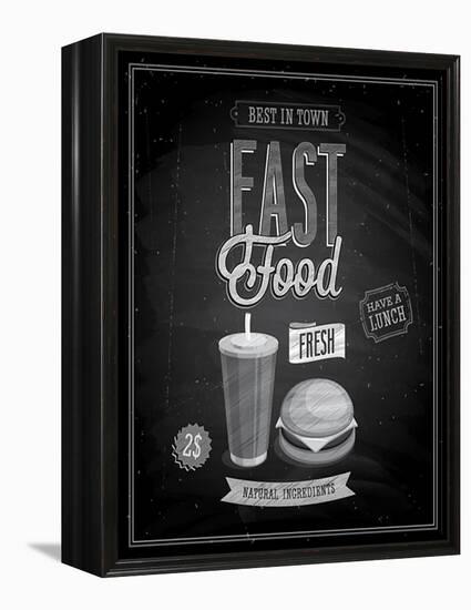 Vintage Fast Food Poster Chalkboard-avean-Framed Stretched Canvas