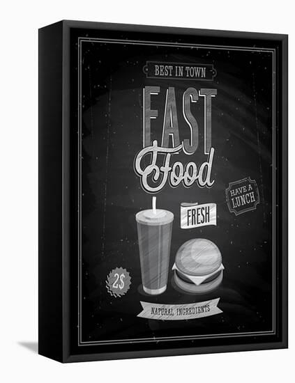 Vintage Fast Food Poster Chalkboard-avean-Framed Stretched Canvas