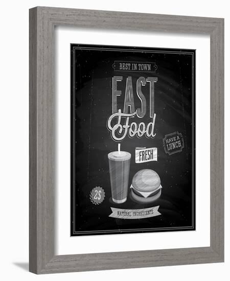 Vintage Fast Food Poster Chalkboard-avean-Framed Art Print