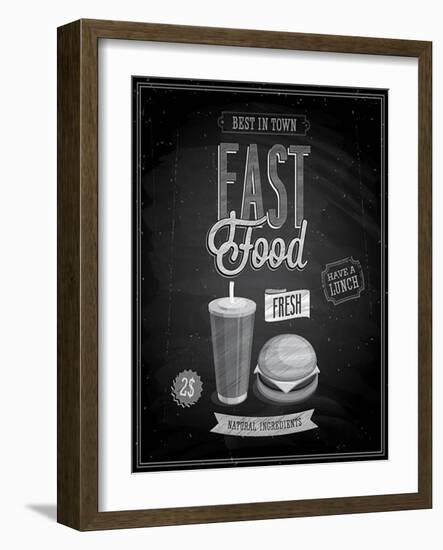 Vintage Fast Food Poster Chalkboard-avean-Framed Art Print