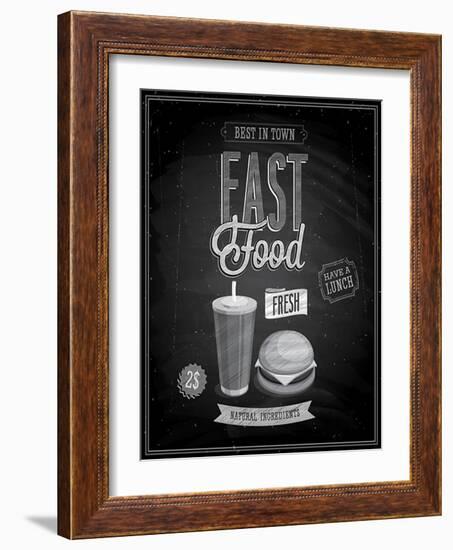 Vintage Fast Food Poster Chalkboard-avean-Framed Art Print