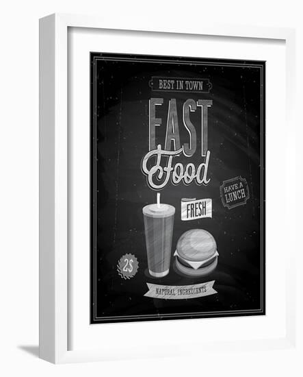 Vintage Fast Food Poster Chalkboard-avean-Framed Art Print