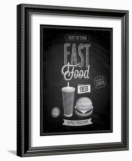 Vintage Fast Food Poster Chalkboard-avean-Framed Art Print