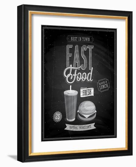 Vintage Fast Food Poster Chalkboard-avean-Framed Art Print