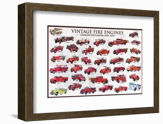 Vintage Fire Engines-null-Framed Premium Giclee Print