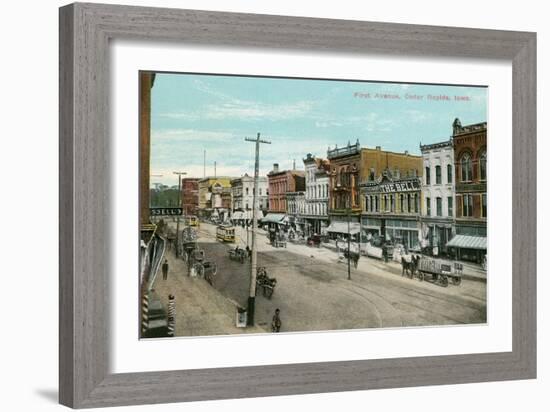 Vintage First Avenue, Cedar Rapids, Iowa-null-Framed Art Print