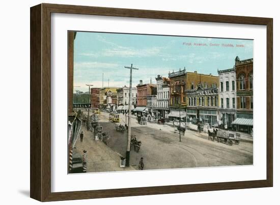 Vintage First Avenue, Cedar Rapids, Iowa-null-Framed Art Print