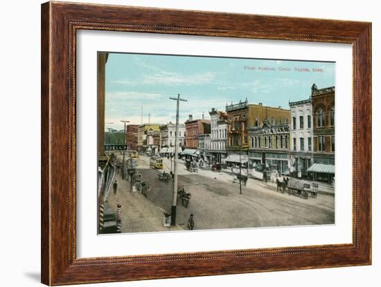 Vintage First Avenue, Cedar Rapids, Iowa-null-Framed Art Print