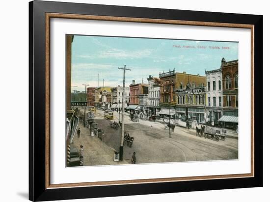 Vintage First Avenue, Cedar Rapids, Iowa-null-Framed Art Print