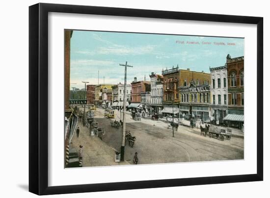 Vintage First Avenue, Cedar Rapids, Iowa-null-Framed Art Print