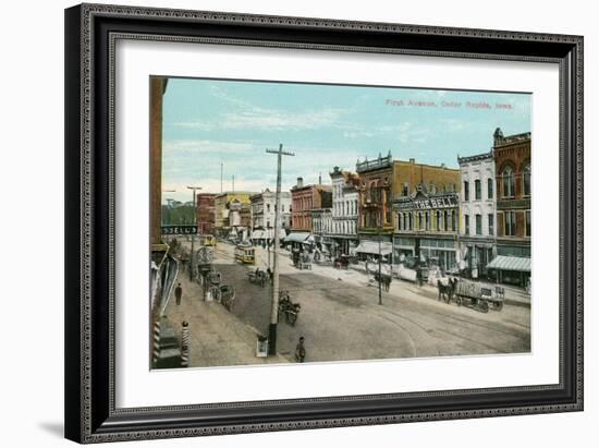 Vintage First Avenue, Cedar Rapids, Iowa-null-Framed Art Print