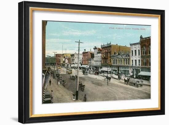 Vintage First Avenue, Cedar Rapids, Iowa-null-Framed Art Print