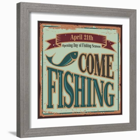 Vintage Fishing Metal Sign-Lukeruk-Framed Art Print