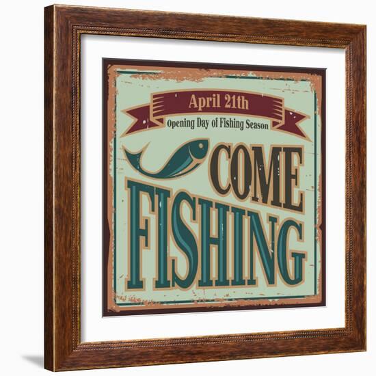 Vintage Fishing Metal Sign-Lukeruk-Framed Art Print