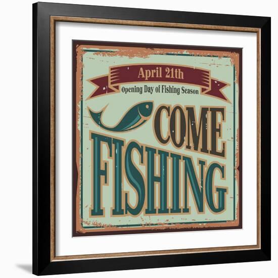 Vintage Fishing Metal Sign-Lukeruk-Framed Art Print