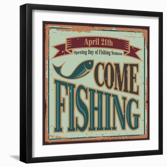 Vintage Fishing Metal Sign-Lukeruk-Framed Art Print