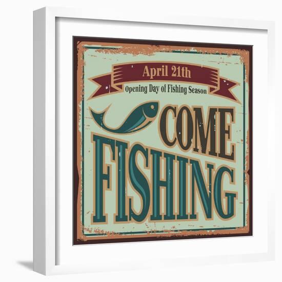 Vintage Fishing Metal Sign-Lukeruk-Framed Art Print