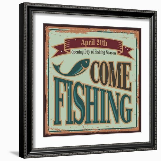 Vintage Fishing Metal Sign-Lukeruk-Framed Art Print