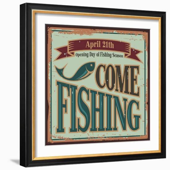 Vintage Fishing Metal Sign-Lukeruk-Framed Art Print