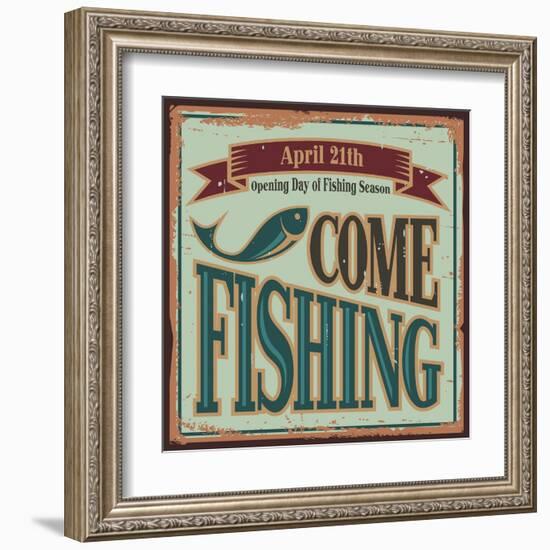 Vintage Fishing Metal Sign-Lukeruk-Framed Art Print