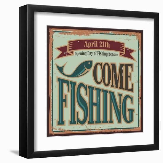 Vintage Fishing Metal Sign-Lukeruk-Framed Art Print