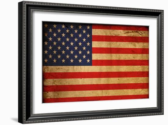 Vintage Flag Of America-ilolab-Framed Art Print