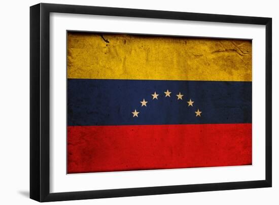 Vintage Flag Of Venezuela-ilolab-Framed Premium Giclee Print