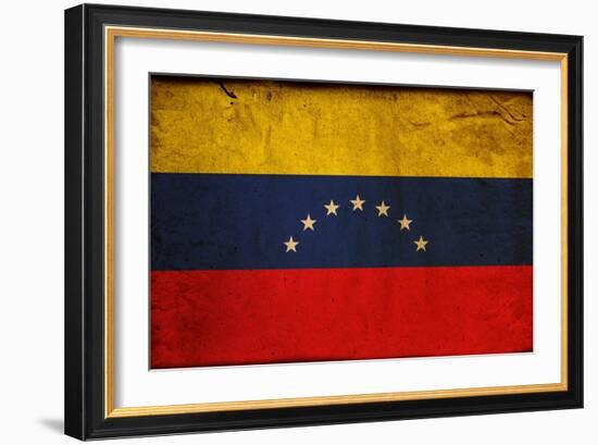 Vintage Flag Of Venezuela-ilolab-Framed Premium Giclee Print