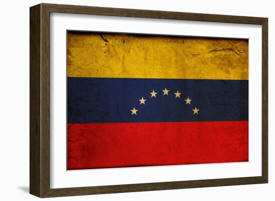 Vintage Flag Of Venezuela-ilolab-Framed Art Print