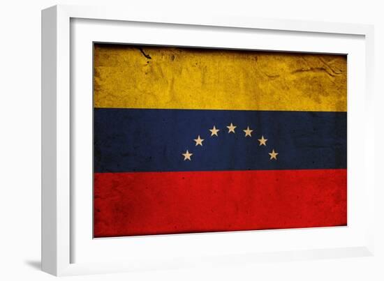 Vintage Flag Of Venezuela-ilolab-Framed Art Print