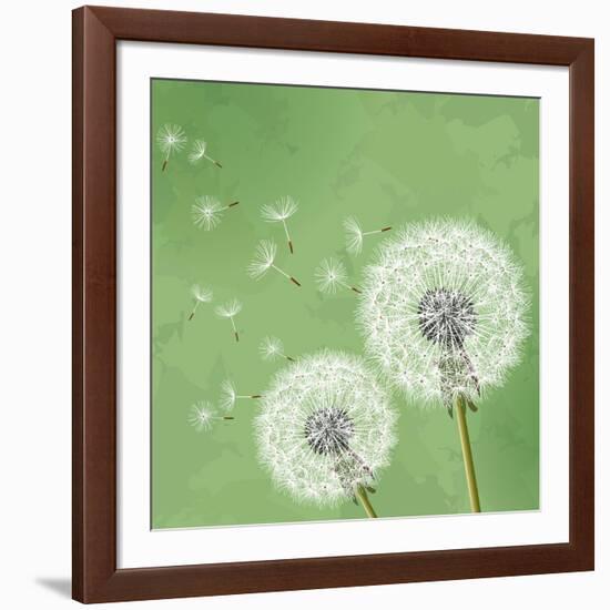 Vintage Floral Background With Dandelion-silvionka-Framed Art Print