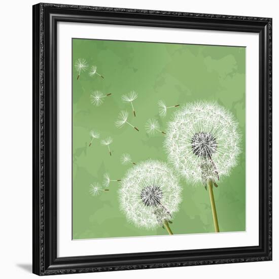 Vintage Floral Background With Dandelion-silvionka-Framed Art Print