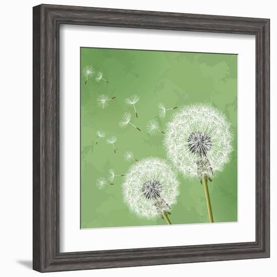 Vintage Floral Background With Dandelion-silvionka-Framed Art Print