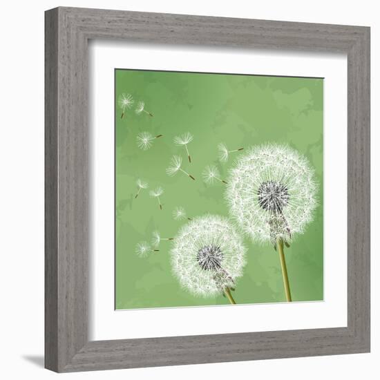 Vintage Floral Background With Dandelion-silvionka-Framed Art Print