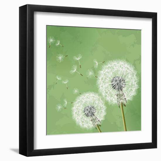 Vintage Floral Background With Dandelion-silvionka-Framed Art Print