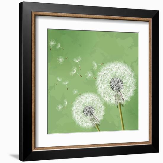 Vintage Floral Background With Dandelion-silvionka-Framed Art Print