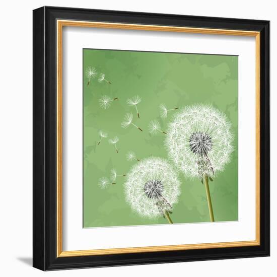 Vintage Floral Background With Dandelion-silvionka-Framed Art Print