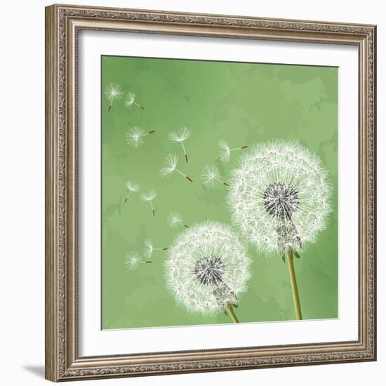 Vintage Floral Background With Dandelion-silvionka-Framed Art Print